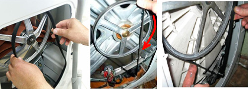  Installing the belt in the washing machine