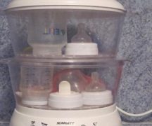  Sterilization of baby bottles in a double boiler