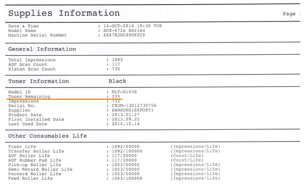  Toner remaining